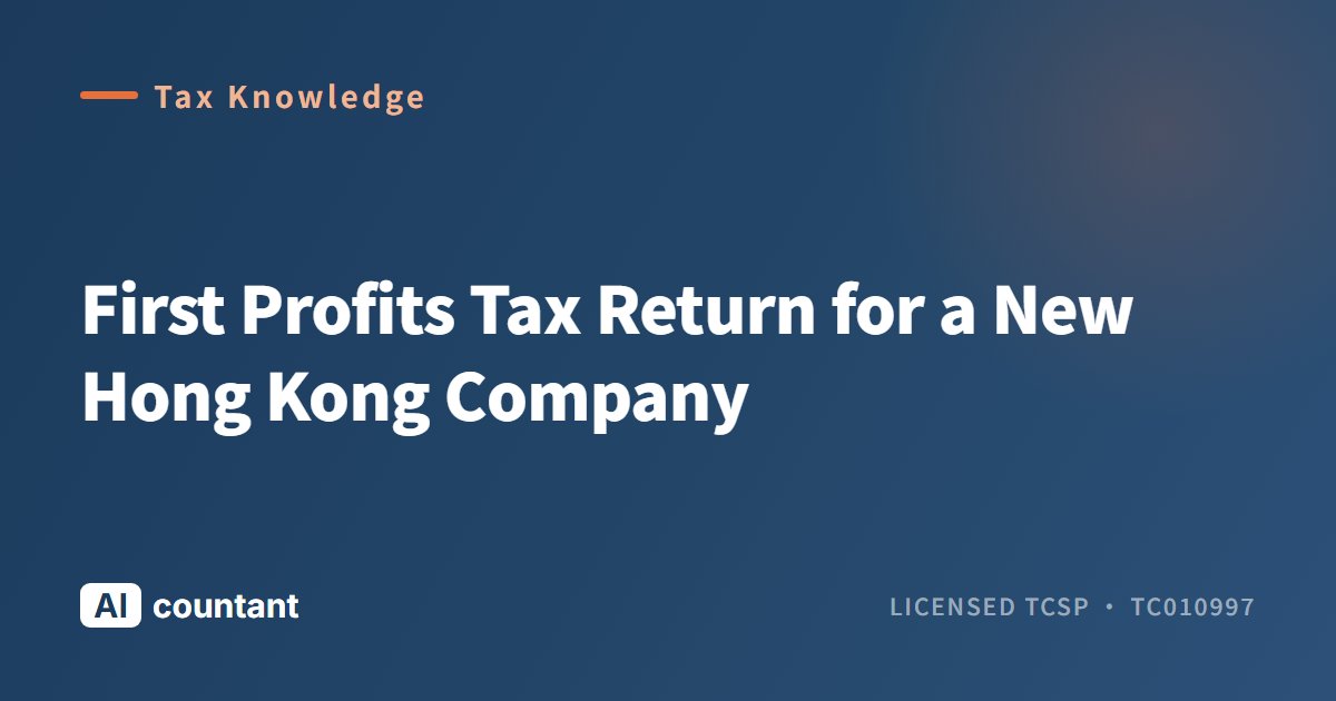 First Profits Tax Return for a New Hong Kong Company