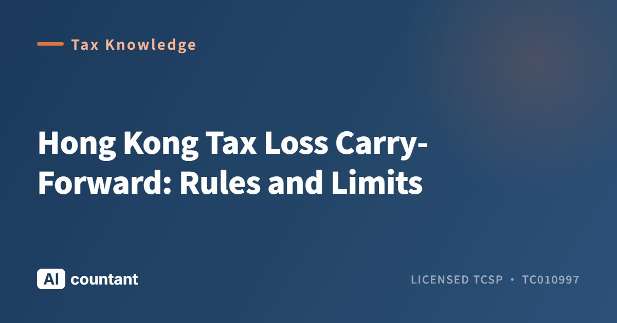 Hong Kong Tax Loss Carry-Forward: Rules and Limits