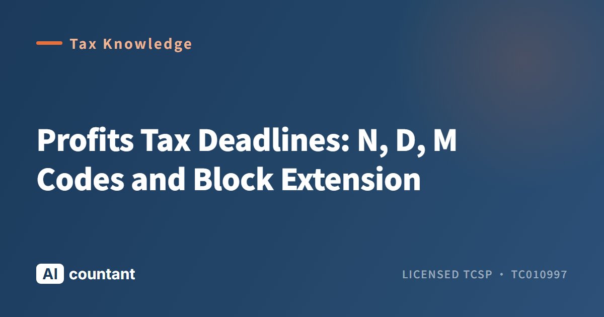 Profits Tax Deadlines: N, D, M Codes and Block Extension
