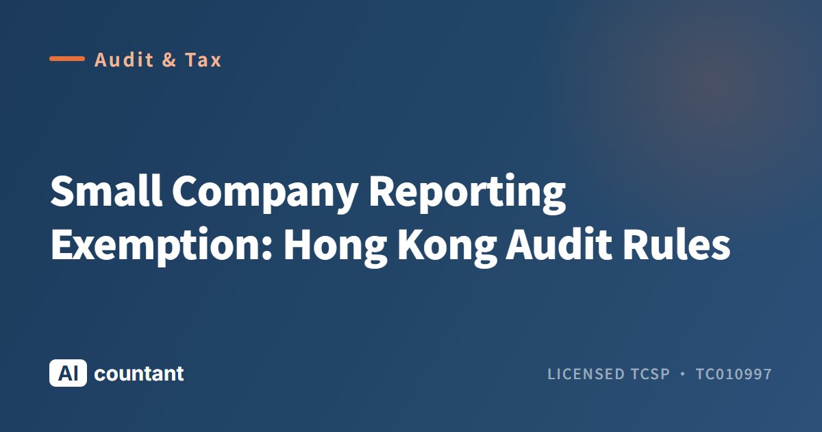 Small Company Reporting Exemption: Hong Kong Audit Rules